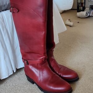 Frye leather and rabbit fur boots